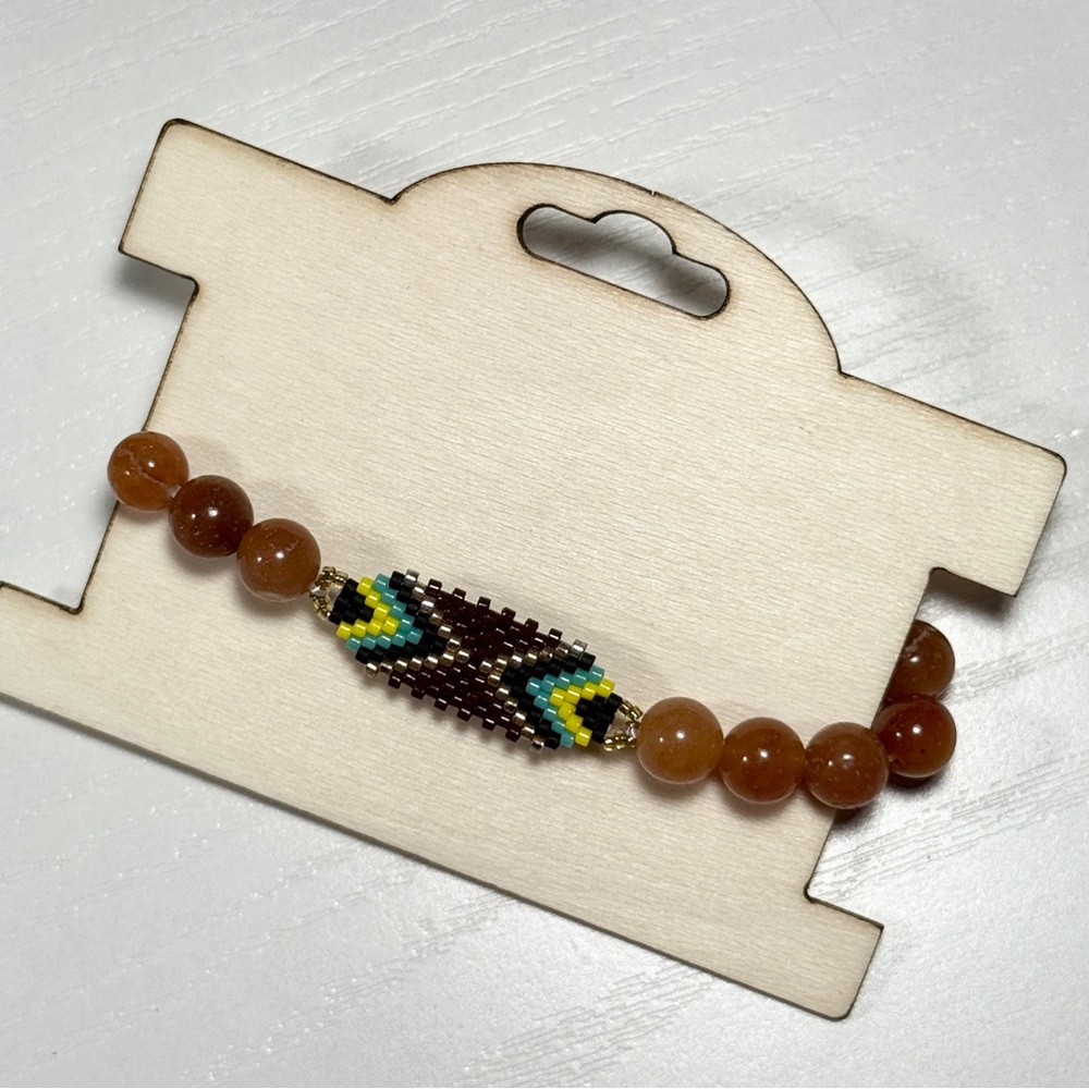Handmade natural gemstone and seed beads bracelet